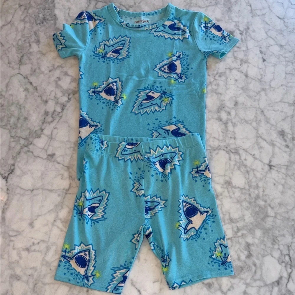 Cat & Jack Blue Shark Pattern Pajama Set